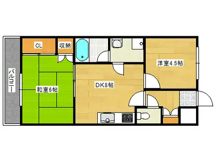 ダイアパレス庚午中(2DK/3階)の間取り写真