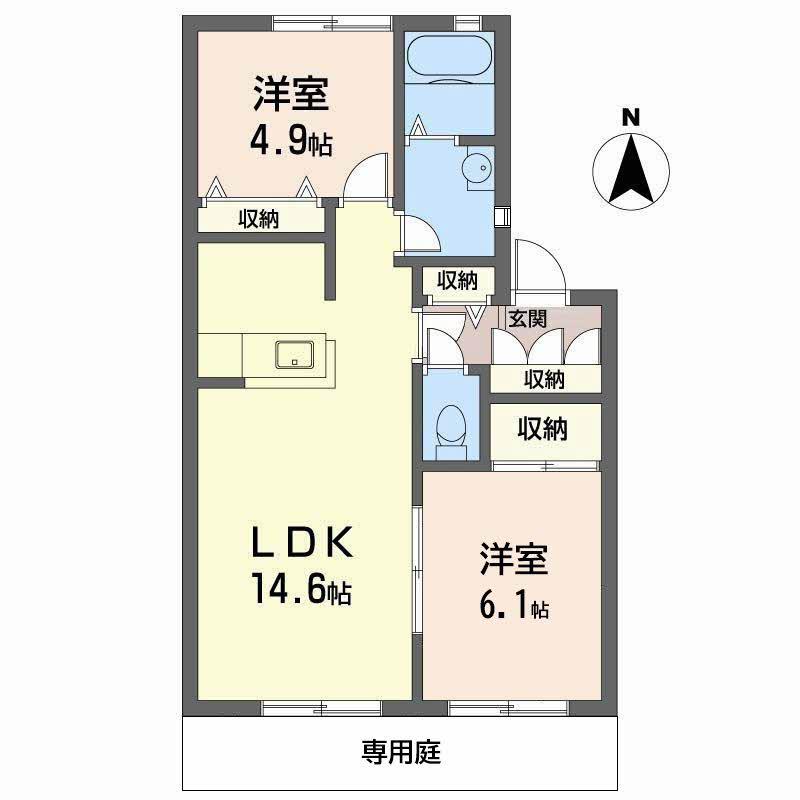 セファミ太子(2LDK/1階)の間取り写真
