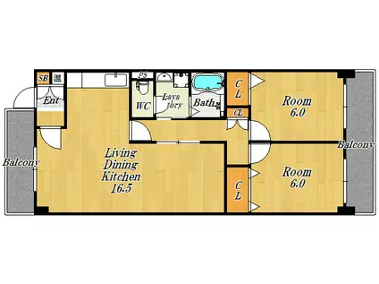 インペリアル堂島(2LDK/10階)の間取り写真