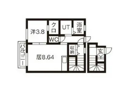 ミウ月が丘(1LDK/2階)の間取り写真