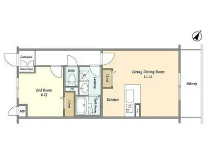 BLESS北新宿(1LDK/5階)の間取り写真
