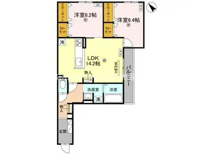 パノフグランデ(2LDK/2階)の間取り写真