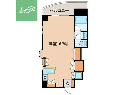 ドエル梁川(ワンルーム/3階)の間取り写真