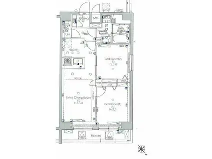アルマドーラ王子(2LDK/10階)の間取り写真