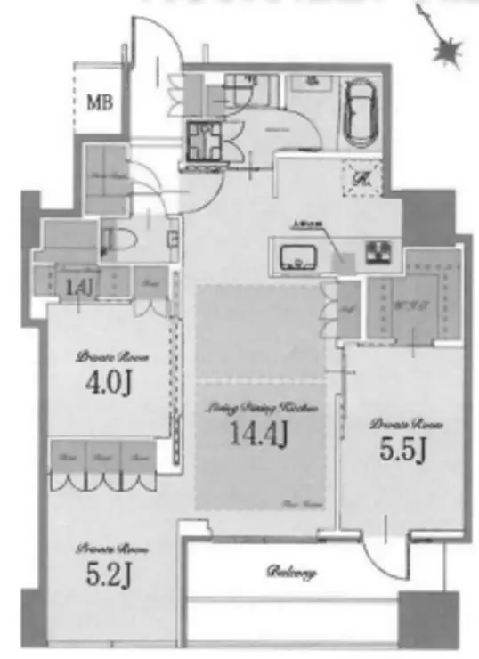 中野ツインマークタワー 18階階 間取り