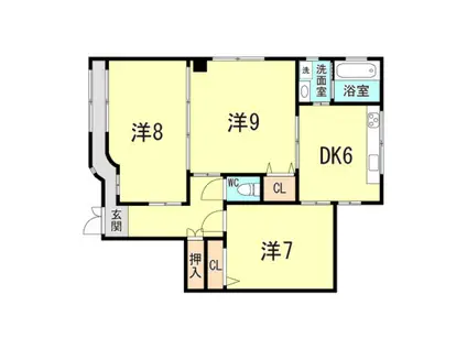 セゼーレ戸崎(3DK/1階)の間取り写真