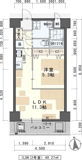 パークサイドレジデンス榴岡(1LDK/8階)の間取り写真