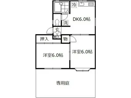 オークリーフ(2DK/1階)の間取り写真