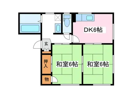 フレグランスカドヤ(2DK/2階)の間取り写真