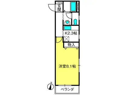 ループ東川口(1K/1階)の間取り写真
