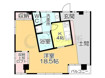 レジデンシャルパーク久留米駅前(1K/2階)の間取り写真