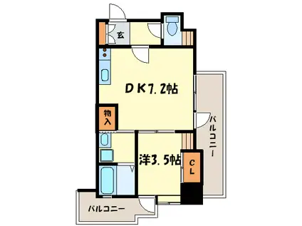 アブレスト野間(1DK/7階)の間取り写真