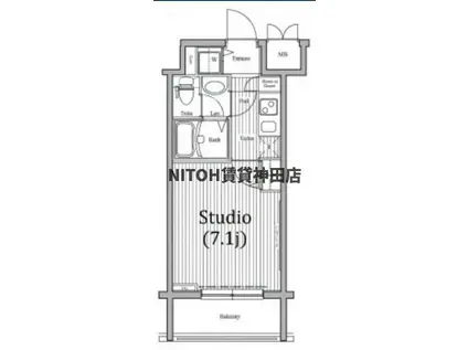 ガラステーション岩本町ノース(1K/12階)の間取り写真