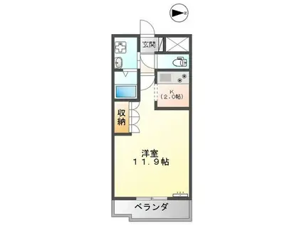 グレイスヴィラP・K(1K/1階)の間取り写真