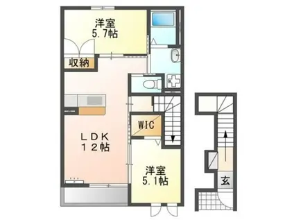 ルフォンI(2LDK/2階)の間取り写真