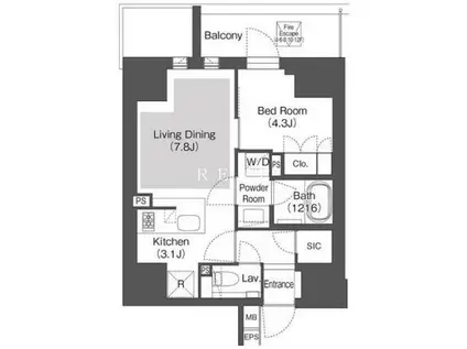 BELLE VUE 千代田飯田橋(1LDK/11階)の間取り写真