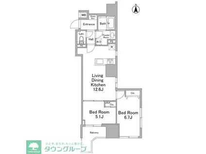 リバーレ浅草ウエスト(2LDK/10階)の間取り写真