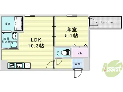 フジパレス十三イースト(1LDK/2階)の間取り写真