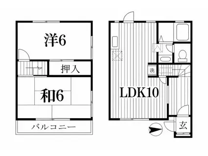 サウザンロード(2LDK/2階)の間取り写真