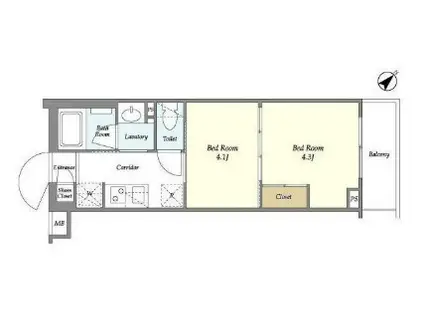 フレシア経堂(2K/1階)の間取り写真