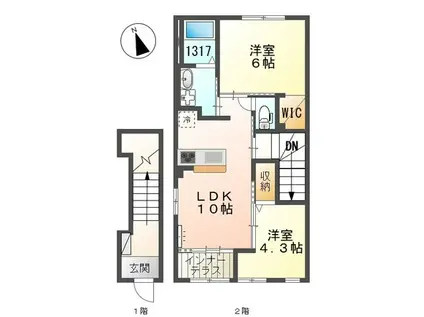 ルミナスピュア神戸(2LDK/2階)の間取り写真