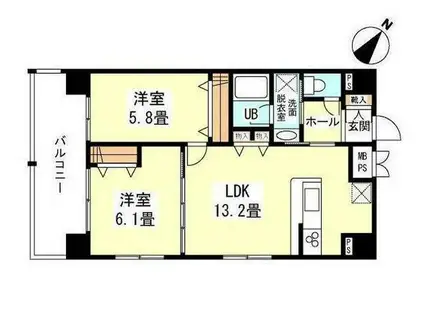 エーエス日暮里(2LDK/5階)の間取り写真