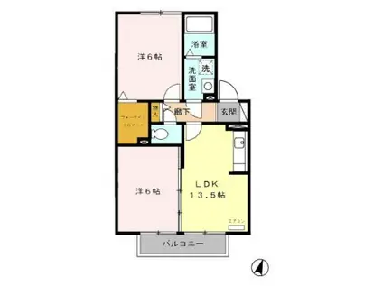 近鉄名古屋線 伏屋駅 徒歩8分 2階建 築19年(2DK/2階)の間取り写真