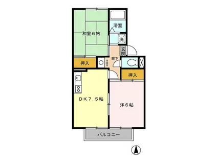 Mプレジール(2DK/1階)の間取り写真