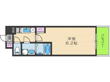 エスリード梅田グレイス(1K/2階)の間取り写真