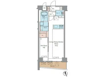 ラグゼナ平井サウス(1LDK/2階)の間取り写真
