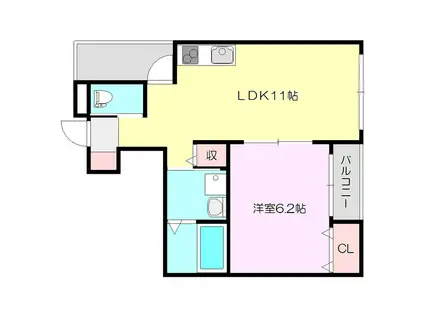 レクシア西中島1(1LDK/3階)の間取り写真