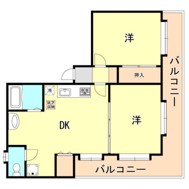 サンシャトー三宮(2DK/4階)の間取り写真