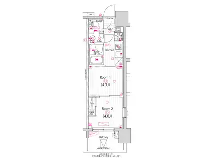 ガーラ・プライム川崎西口(2K/7階)の間取り写真