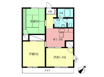 エイム I(3K/1階)の間取り写真