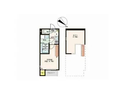 アリッサム東仙台(1K/2階)の間取り写真