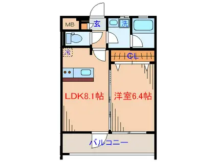 ROCHE(1LDK/2階)の間取り写真