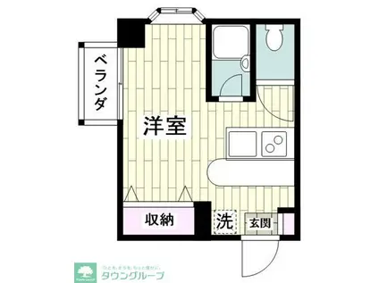 ソレイユ笠間(ワンルーム/2階)の間取り写真