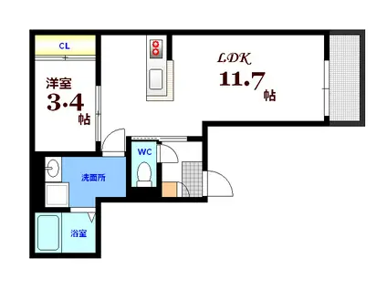 REGALEST FELICE(1LDK/1階)の間取り写真