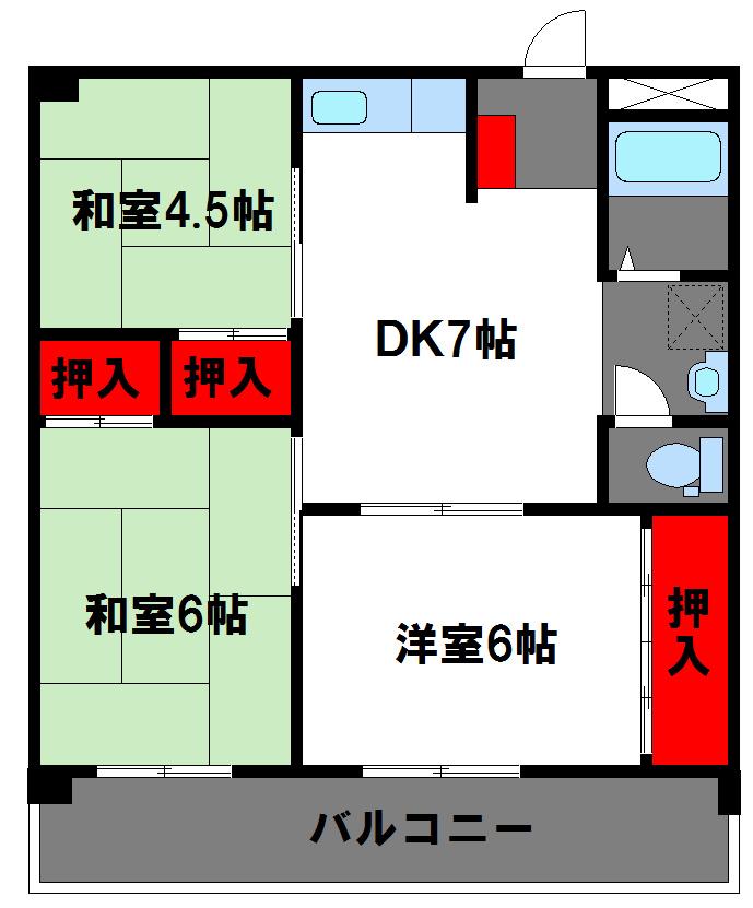第3堺ビル(3DK/6階)の間取り写真