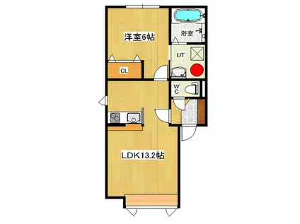 ハピネスライト(1LDK/2階)の間取り写真