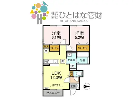 付き・DROOM瑞風(2LDK/1階)の間取り写真
