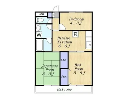 フローラレジデンス(3DK/2階)の間取り写真