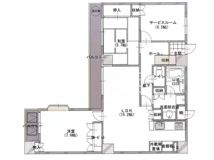 富岡レジデンス(3LDK/6階)の間取り写真
