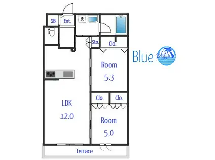 LA GRACIEUSE(2LDK/1階)の間取り写真