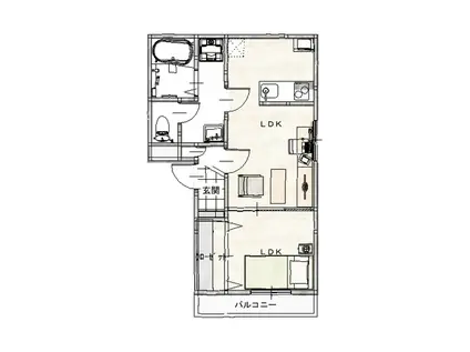 ファーニッシュド・ステイ長野稲里町中央(1LDK/2階)の間取り写真