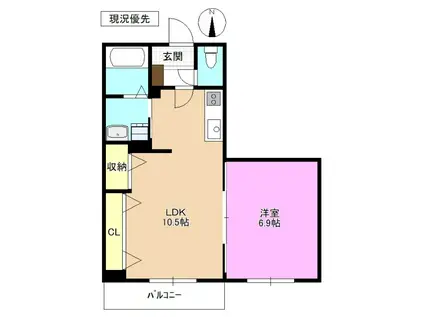 FLORAL SQUARE(1LDK/2階)の間取り写真