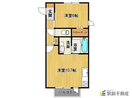 ウエスティン22(1LDK/1階)の間取り写真