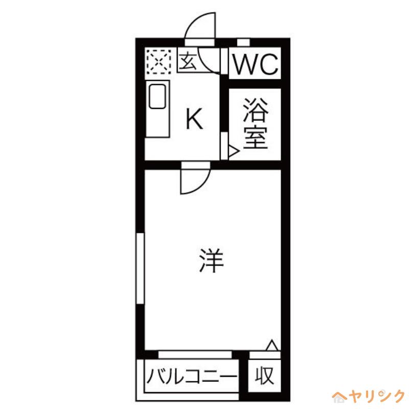 オークヴィラ黒川(1K/2階)の間取り写真