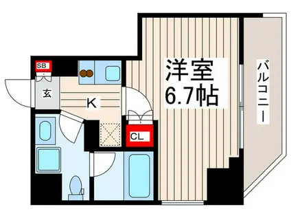 プラウドフラット門前仲町I(1K/4階)の間取り写真