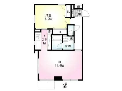 COMFORT(1LDK/2階)の間取り写真